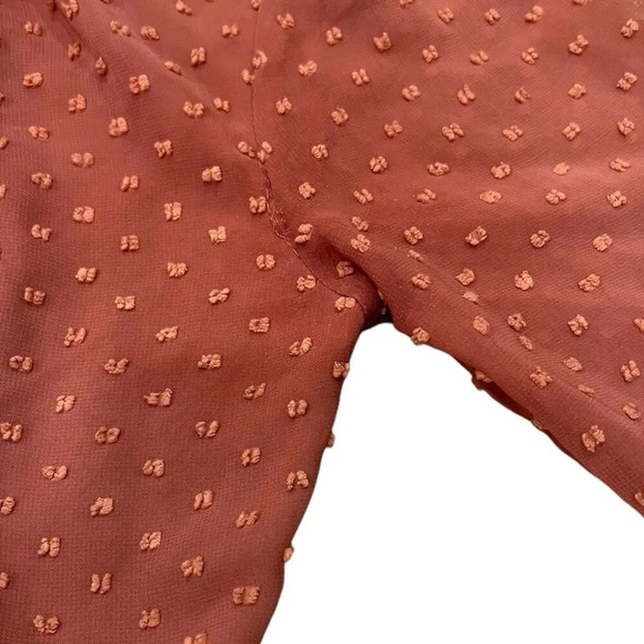 Trixxi Burnt Orange Swiss Dot Tiered Mini Dress S - Picture 3 of 6